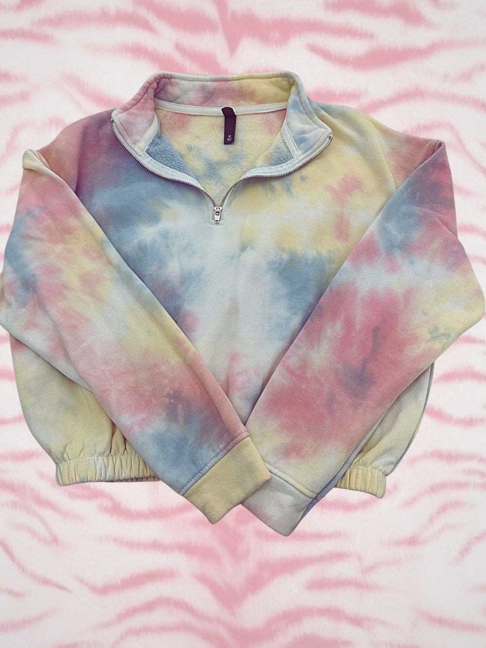 Alya Pastel Tie-Dye Half-Zip Pullover - Pink, Blue, Yellow